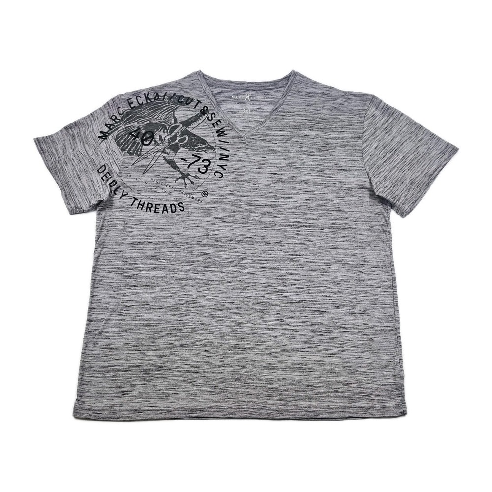 Marc Ecko Cut & Sew Deadly Threads T-Shirt Mens XXL Grey Graphic Lightweight
